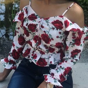 H&M cold cut rose blouse